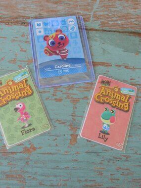 ANIMAL CROSSING AMIIBO CAROLINE CARD #290 & 2 HANDMADE CARDS